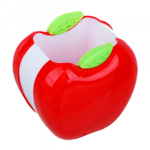Подставка-стакан для канцелярских принадлежностей, в форме яблока, пластик, 9х8,7х7,5см, 2 цвета