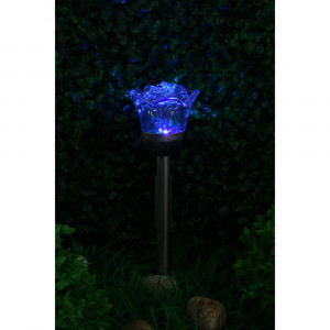 INBLOOM Фонарь роза на солнечной батарее 8х36 см, 2 LED лампы, свечение белым и RGB, 2 режима, 1*1,2v Ni-MH AAA 600mAH 2.1v25мА, IP44, пластик, металл