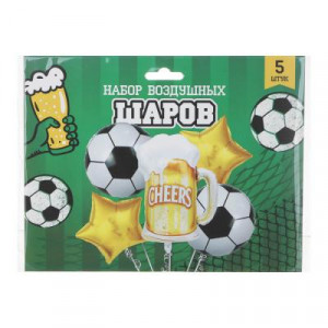 Набор шаров воздушных 5шт, фольгированных, футбол, пиво, 23x18 см