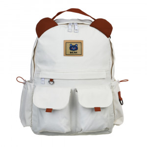 Рюкзак подростковый 37x30x13см, 1 отд., 6 карм., магнитные застежки, декор &quot;ушки&quot;, нейлон, белый