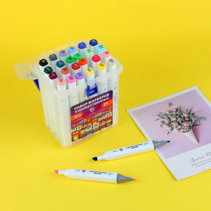 BY Набор маркеров худож., 36 цветов, 2-сторонний (скошенный 6мм + круглый 2мм), в пластиковом боксе