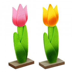 Цветок декоративный, в виде тюльпана, 7x18,5 см, фетр, 2 цвета