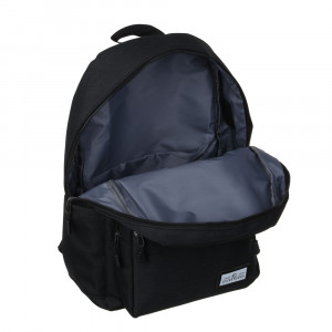 Рюкзак универсальный 43х29х15см, 1отд., 6карм.(1 на спинке), USB-выход, нашивка, фактурный ПЭ, черн.