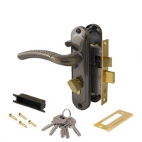 Замок врез 0827/60-C-AB Avers (бронза) с ручками, защелкой, вертушкой  \24