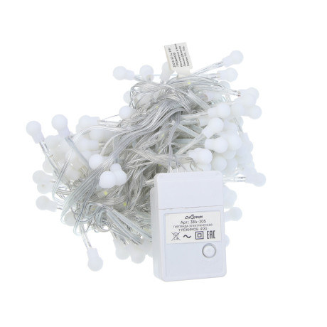 СНОУ БУМ Гирлянда эл. вьюн 5м, 250LED, белый, эффект водопада, 7 режимов, ПВХ прозрачный, 220В