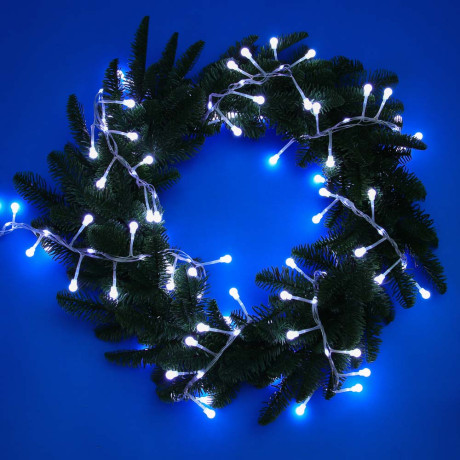 СНОУ БУМ Гирлянда эл. вьюн 5м, 250LED, белый, эффект водопада, 7 режимов, ПВХ прозрачный, 220В