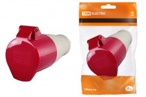 TDM силовая розетка CEE 224 переносная 3P+PЕ 32А 380В IP44 (10!) SQ0603-0013
