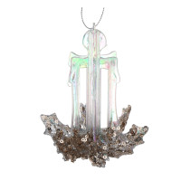 СНОУ БУМ Декоративная подвеска &quot;Свеча&quot; 12 см, пластик, глиттер