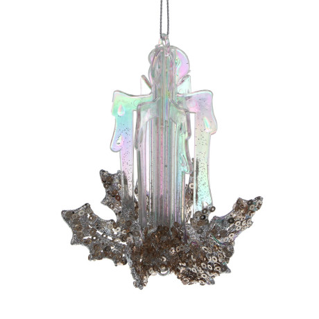 СНОУ БУМ Декоративная подвеска "Свеча" 12 см, пластик, глиттер