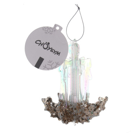 СНОУ БУМ Декоративная подвеска "Свеча" 12 см, пластик, глиттер