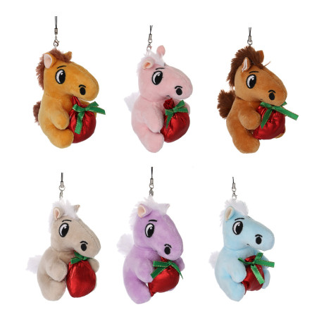 СНОУ БУМ Мягкий сувенир лошадка с мешочком на шнурке 8,5 см, полиэстер