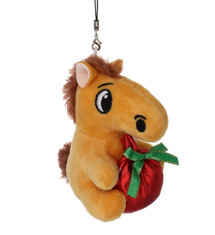 СНОУ БУМ Мягкий сувенир лошадка с мешочком на шнурке 8,5 см, полиэстер