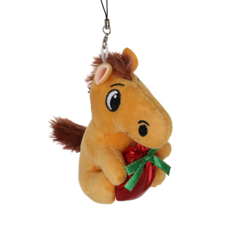 СНОУ БУМ Мягкий сувенир лошадка с мешочком на шнурке 8,5 см, полиэстер