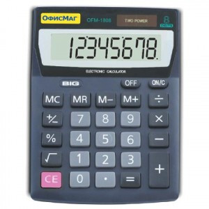 Калькулятор ОФИСМАГ настольный OFM-1808, 8 разрядов, двойное питание, 140х105мм