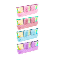 Пенал мягкий треугольный, 21х9х4,5см, ТПУ &quot;металлик&quot;, отд.иск.мехом, декор &quot;ушки&quot;, 4 цвета, ПВХ бокс