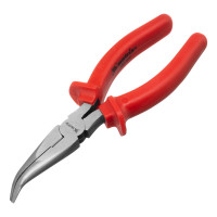 Длинногубцы изогнутые Econom, 180 мм, шлифованные, пластмассовые рукоятки Matrix