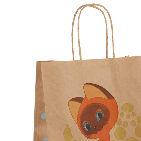 Пакет подарочный с кручеными ручками крафт 24х14х30см, "Котёнок по имени Гав. У меня лапки" в ассорт