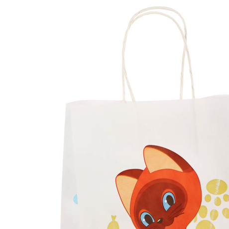 Пакет подарочный с кручеными ручками крафт 24х14х30см, "Котёнок по имени Гав. У меня лапки" в ассорт