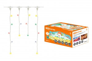 _СНЯТО TDM Гирлянда-бахрома ул. SQ0361-0023 120LED разноцв. 2,5х0,6м,/25нит., прозр. провод 1м, IP44