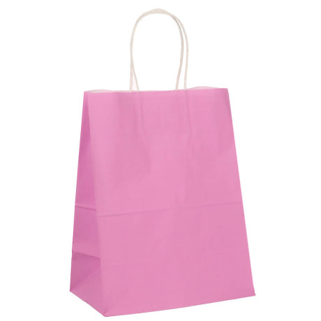 Пакет подарочный с кручеными ручками L 24x14x30см, 2 цвета: розовый/зеленый в асс
