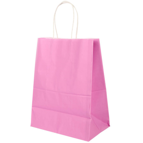 Пакет подарочный с кручеными ручками L 24x14x30см, 2 цвета: розовый/зеленый в асс