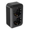 FORZA Розетка двухместная с заземляющим контактом RA 16-238-Ч, 250В, 16А, IP20, 106x65x41 мм, чёрная