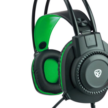 BY Наушники проводные с микрофоном игровые Сabasset 3.5мм 4pin-SPK+MIC 3,2 м, зелёные