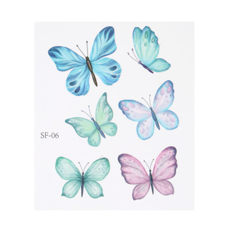 ЮНИLOOK Тату переводные для лица и тела бабочки, 11х10 см, ПВХ, 5 дизайнов, ВЗ24-47