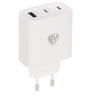 Сетевое зарядное устройство BY Smart 40Вт,2*USB-C, 1*USB-A, QC,PD,PPS,110-240В,50-60Гц,пластик,белый