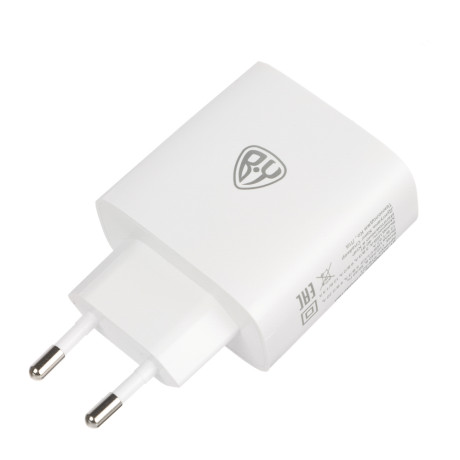 Сетевое зарядное устройство BY Smart 40Вт,2*USB-C, 1*USB-A, QC,PD,PPS,110-240В,50-60Гц,пластик,белый