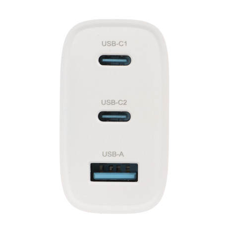 Сетевое зарядное устройство BY Smart 40Вт,2*USB-C, 1*USB-A, QC,PD,PPS,110-240В,50-60Гц,пластик,белый