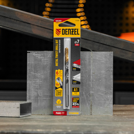 Сверло спиральное по металлу 7,0 x 109мм, Р6М5, Golden Tip, многогранная заточка Denzel