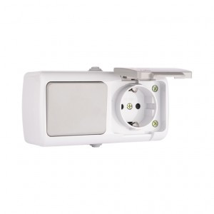 EKF Мурманск Блок ОУ роз. 1 мест. 16А земля с крышкой+ выкл. 1 кл. серый IP54 EFRV16-050-30-540