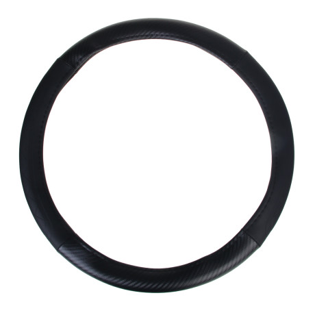 ЕРМАК Оплетка руля, Карбон - А, черная с черными вставками, размер М, полиуретан(PU)