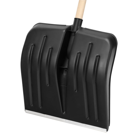 Лопата для уборки снега пластиковая, 420 х 425 х 1550 мм, деревянный черенок, Сибртех