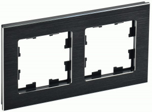 IEK BRITE Рамка СУ 2 мест. РУ-2-1-БрЧ металл черн. BR-M22-M-K02