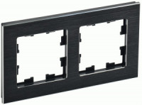 IEK BRITE Рамка СУ 2 мест. РУ-2-1-БрЧ металл черн. BR-M22-M-K02