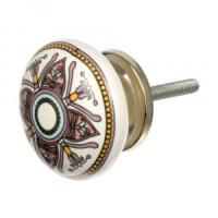 Ручка керамическая для мебели Орнамент бел/сиреневый (в кор 6 шт, цена за шт) BLUMEN HAUS