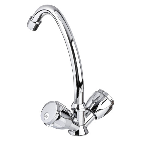 СоюзКран Смеситель для кухни, поворотный излив 20см, керам. кран-буксы 1/2, хром, цинк, SK01-T215