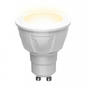 Uniel ЯРКАЯ GU10 220V 6W(500lm 110°) 3000K 2K матовая 50x58 термопластик  LED-JCDR 6W/WW/GU10/FR РФ