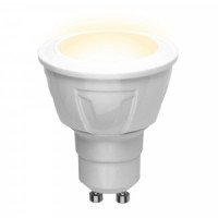 Uniel ЯРКАЯ GU10 220V 6W(500lm 110°) 3000K 2K матовая 50x58 термопластик  LED-JCDR 6W/WW/GU10/FR РФ
