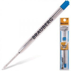 Стержень шариковый BRAUBERG, метал., 98 мм, тип PARKER, узел 1мм, уп. с подвесом, синий, 170199