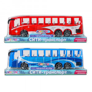 ИГРОЛЕНД Автобус, инерция, ABS, 24х8х6, 2 цвета