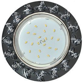 Ecola GX53 H4 5361 св-к Стекло Круг крупные прозр. стразы Елочка Черный/Хром 54x120 FL53RNECB (10!)