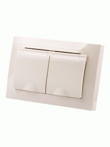 TDM  Таймыр роз. СУ 2 мест. земля шторки крышка 16А  IP44 сл. кость  SQ1814-0176