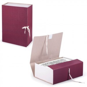 Короб архив. STAFF, 12 см, 100% покрытие бумвинил, 2 х/б завязки, до 1000 л., бордовый, 126901