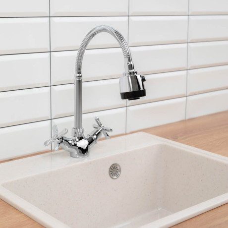 СоюзКран Смеситель для кухни, гибкий излив, керам. кран-буксы 1/2, хром, цинк, SK01-F240