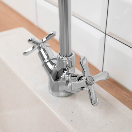 СоюзКран Смеситель для кухни, гибкий излив, керам. кран-буксы 1/2, хром, цинк, SK01-F240