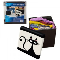 Пуф складной с отделением Кот, 30*30*30см, до 80кг, полиэстер, МДФ, 8467 Волшебная страна