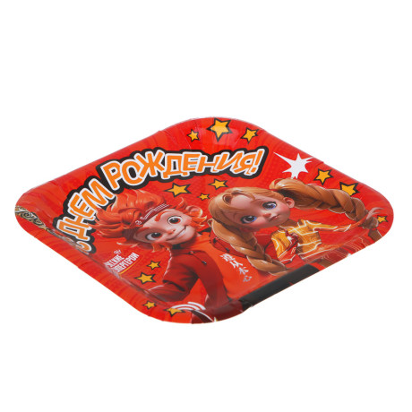 BY Набор тарелок бумажных, 6 шт, 18x18 см, С Днем Рождения